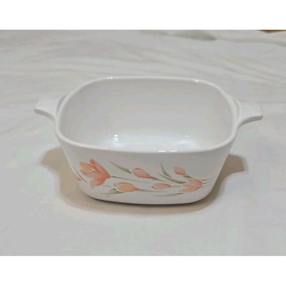 VTG Corning Ware Peach Floral Casserole Petite Dish P-43-B 700ml